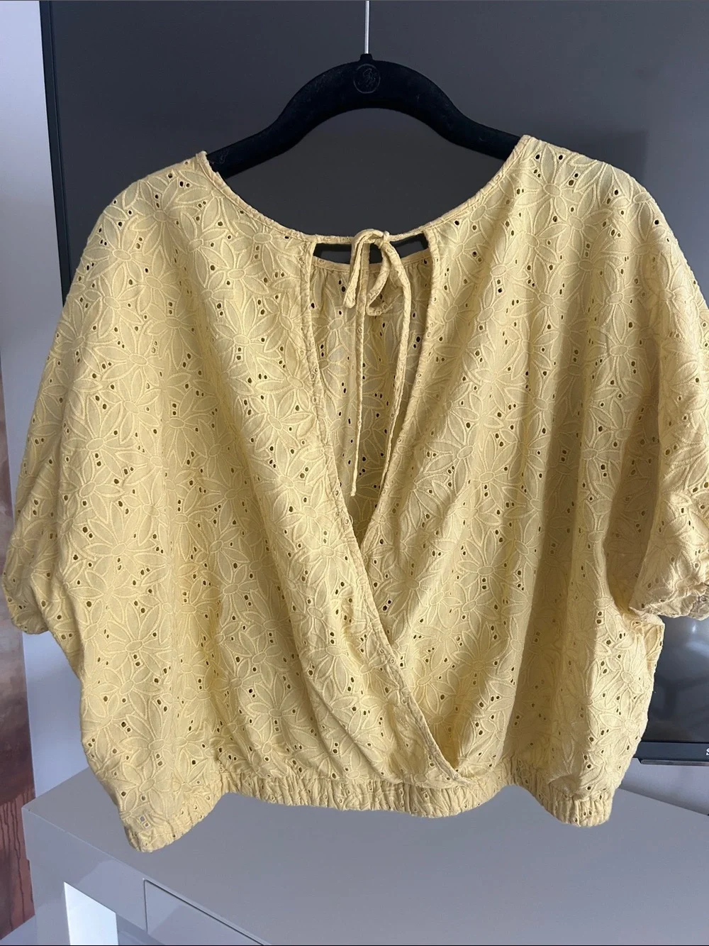 Madewell Yellow Eyelet Peasant Top